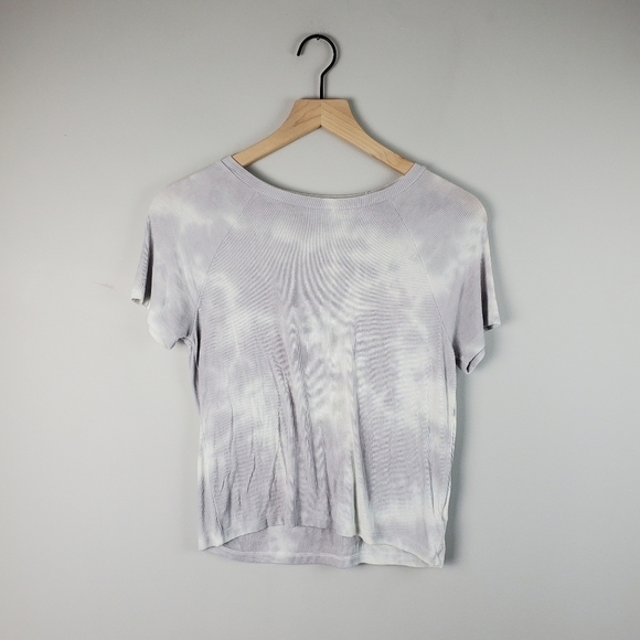 American Eagle Blue Gray Ribbed Tee Small - Picture 2 of 6